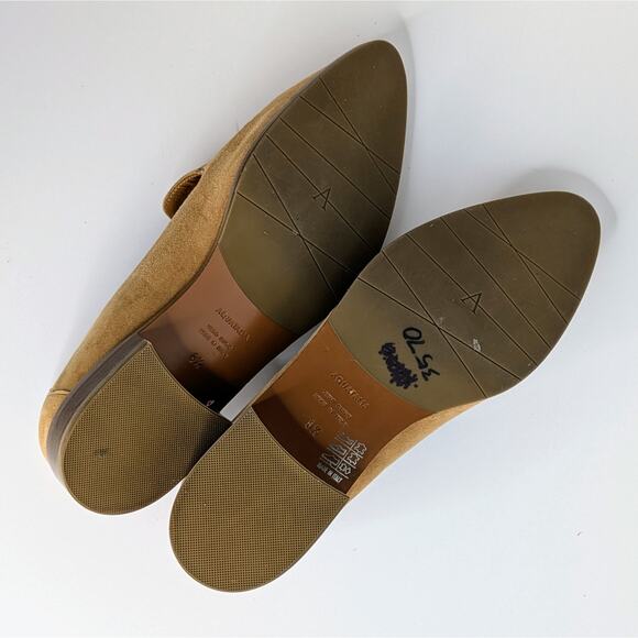 Aquatalia Golda Suede Loafers 8.5 Tan Flats Minimalist Quiet Luxury Weatherproof - Picture 9 of 12